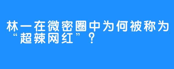 林一在微密圈中为何被称为“超辣网红”？